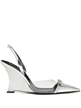 Versace: Серебристые туфли  Gianni