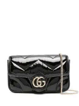 Gucci: Чёрная сумка через плечо  Marmont