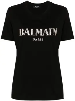Balmain: Футболка со стразами 