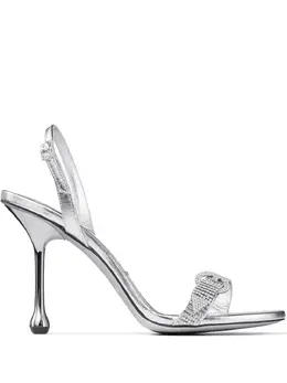 Jimmy Choo: Серебристые сандалии 