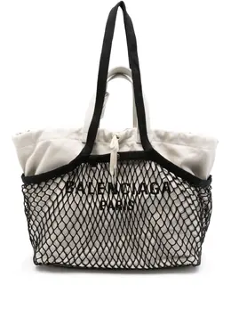Balenciaga: Бежевая сумка-шоппер 