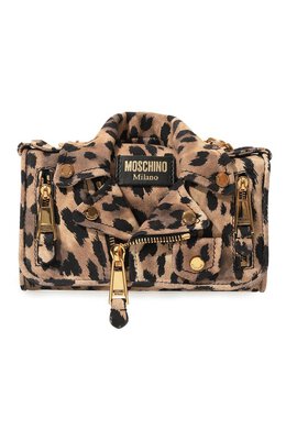 Moschino: Сумка  Biker с леопардовым принтом