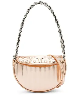 Tory Burch: Серебристая сумка  Fleming