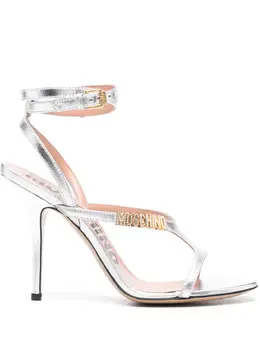 Moschino: Серебристые сандалии 