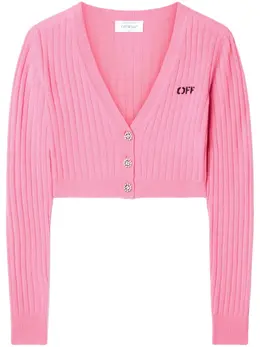 Off-White: Розовый кардиган 
