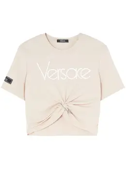Versace: Бежевая футболка  Safety Pin