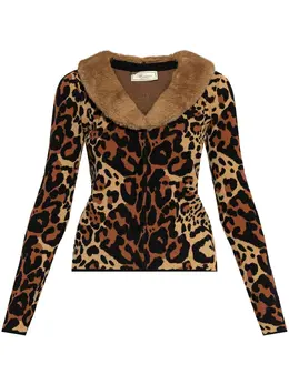 Blumarine: Кардиган с леопардовым принтом 