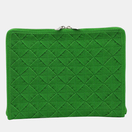 Bottega Veneta: Зелёный клатч  Intrecciato