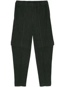 Homme Plissé Issey Miyake: Зелёные брюки 
