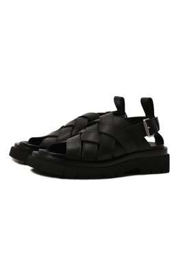 Bottega Veneta: Чёрные сандалии 