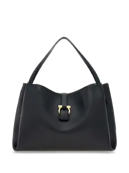 Ferragamo: Чёрная сумка-шоппер  Gancini