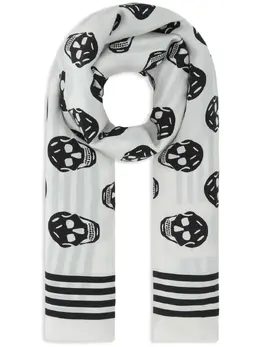 Alexander McQueen: Шарф  Skull с принтом