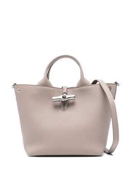Longchamp: Серебристая сумка-шоппер  Roseau