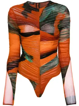 Mugler: Боди с принтом 