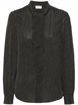 Saint Laurent: Блуза с бантом 