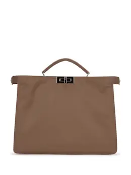 FENDI: Коричневая сумка-шоппер  Peekaboo
