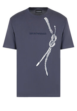 EMPORIO ARMANI: Синяя футболка 