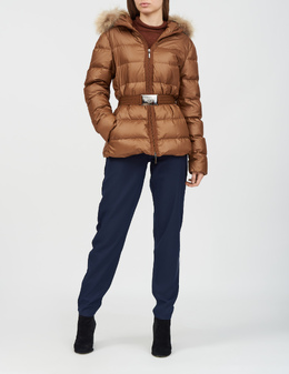 MONCLER: Коричневый пуховик 