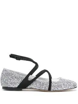 Jimmy Choo: Серебристые балетки 