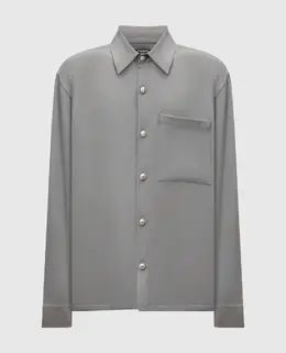 Balmain: Серая рубашка 