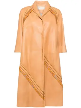 Prada Pre-Owned: Кожаное пальто 