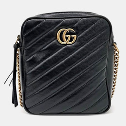 Gucci: Чёрная сумка через плечо  Marmont