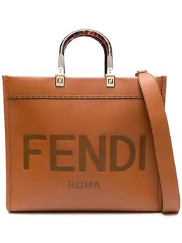 Fendi: Коричневая сумка-шоппер  Sunshine