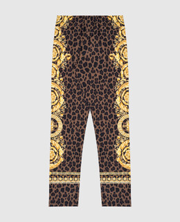 Versace: Коричневые легинсы  Barocco