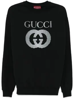 Gucci: Чёрный свитшот  Interlocking G