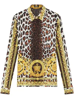 Versace: Блуза с леопардовым принтом 