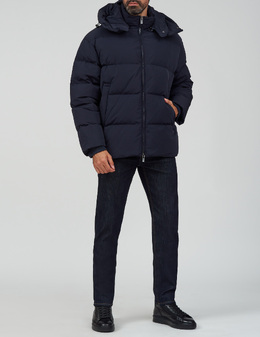 EMPORIO ARMANI: Синий пуховик 