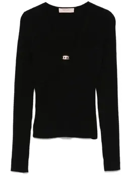 TWINSET: Чёрный топ  Oval T
