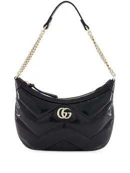 Gucci: Чёрная сумка  GG Marmont