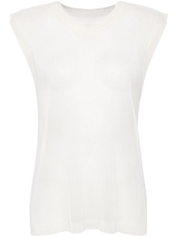 Pleats Please Issey Miyake: Белая майка 