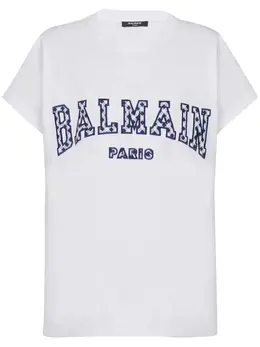 Balmain: Белая футболка  Paris