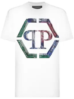 Philipp Plein: Белая футболка  Hexagon