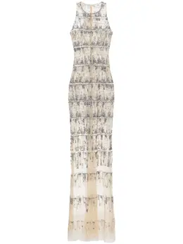 Elisabetta Franchi: Бежевое платье 