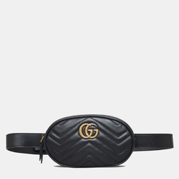 Gucci: Чёрная поясная сумка  GG Marmont