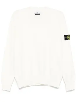 Stone Island: Белый свитер  Compass