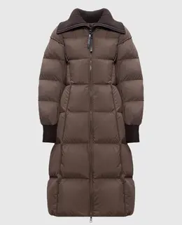 Moncler: Коричневый пуховик 