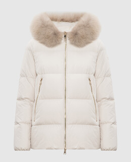Moncler: Бежевый пуховик 