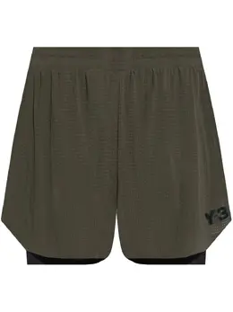 Y-3: Зелёные шорты 