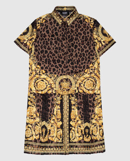 Versace: Коричневое платье  Barocco