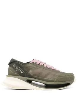 Y-3: Зелёные кроссовки 