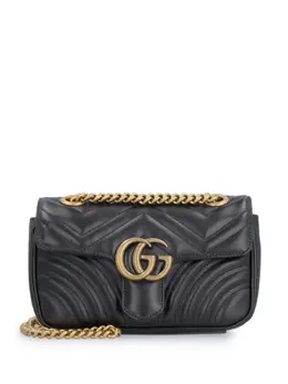 Gucci: Чёрная сумка  GG Marmont