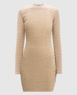 Balmain: Бежевое платье  PB