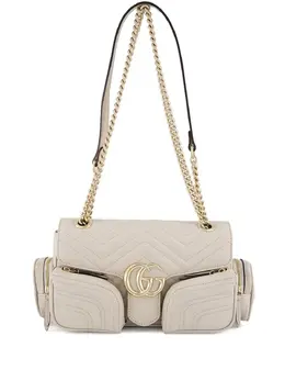 Gucci: Бежевая сумка  GG Marmont