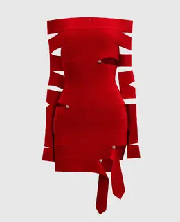 Off-White: Красное платье 