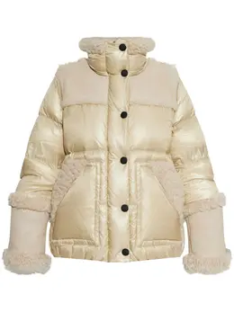 Moncler Grenoble: Бежевая куртка 