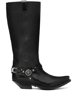 Versace: Чёрные сапоги 